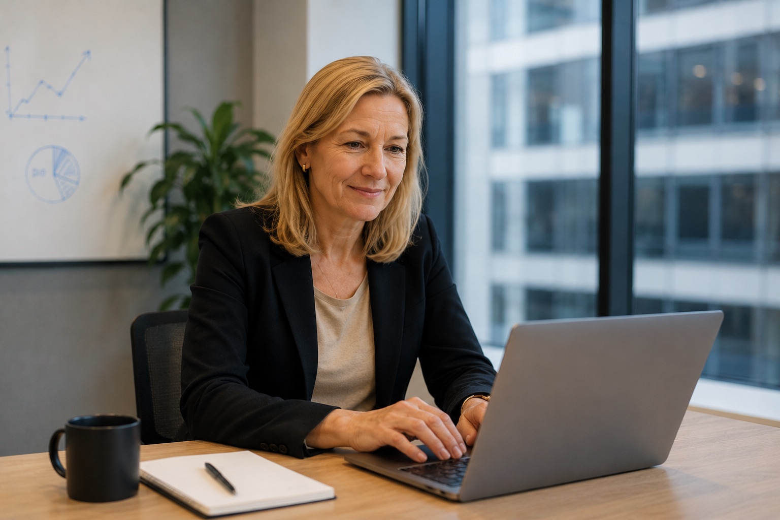 Décideuse consultant son espace Prolink